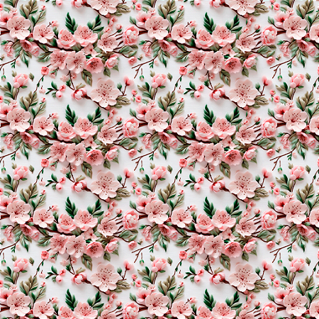Tecido Tricoline Digital 3D Ramos Floral Rosa  - Peripan - 50 x 150 cm
