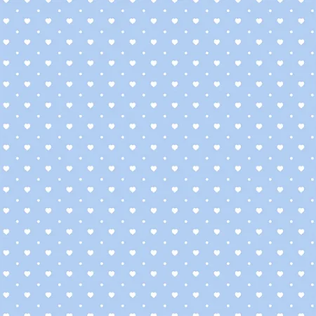 Tecido Tricoline Corações e Poá Fundo Azul  - Peripan - 50 x 150 cm