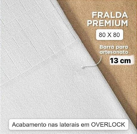 Tecido Fralda Passeio Premium com Barra Pinta e Borda - Acabamento em Overlock - Valletex - 80 cm x 80 cm (largura)
