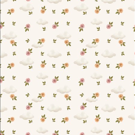 Tecido Tricoline Digital  Mini Floral Rogai Por Nós - Fuxicos e Fricotes - 50 x 150 cm