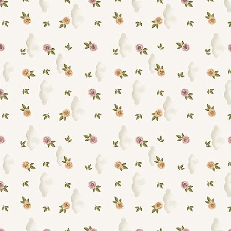 Tecido Tricoline Digital Mini Floral Rogai Por Nós - Fuxicos e Fricotes - 50 x 150 cm