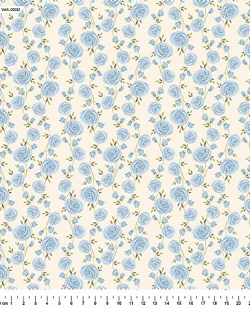 Tecido Tricoline Floral Laila Azul - Tecidos Caldeira - 50 x 150 cm
