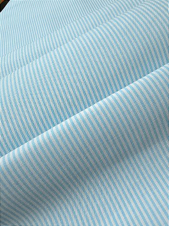 Tecido Tricoline - Listrado Fio Tinto Don Juan Azul Celeste (1,5 mm) - Tecidos Caldeira - 50 x 150 cm