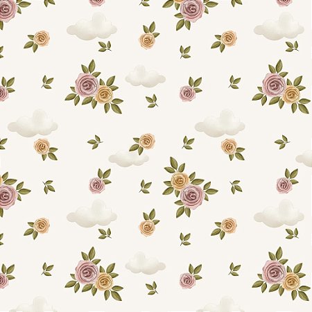 Tecido Tricoline Digital Floral Rogai Por Nós - Fuxicos e Fricotes - 50 x 150 cm