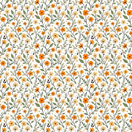 Tecido Tricoline Mini Floral Rita - Diário dos Sonhos - Peripan - 50 x 150 cm