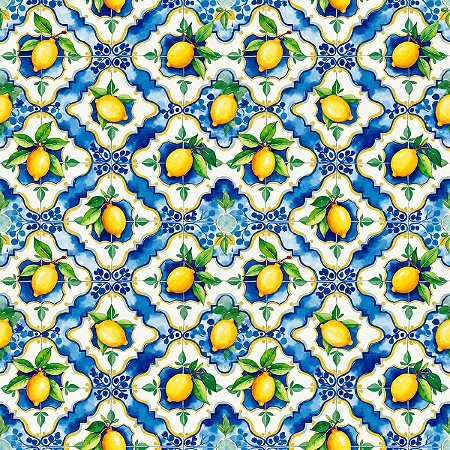 Tecido Tricoline Limões Siciliano - Diário dos Sonhos - Peripan - 50 x 150 cm