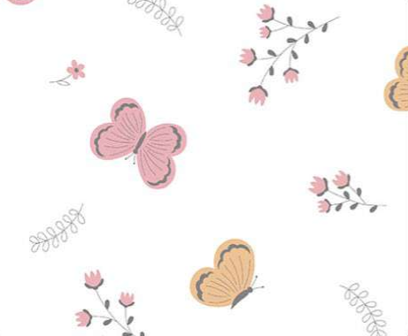 Tecido Tricoline Borboletas e Flores - Ibirapuera - 50 x 150 cm