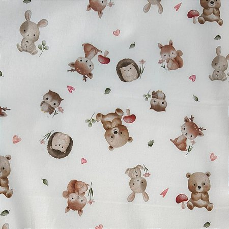 Tecido Tricoline Digital Bosque Baby (Animais) - Ibirapuera - 50 x 150 cm