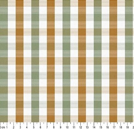 Tecido Tricoline Digital Xadrez Olívia - Tecidos Caldeira - 50 x 150 cm