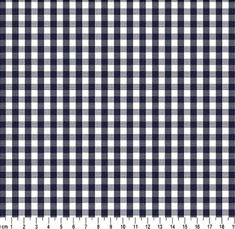 Tecido Tricoline Xadrez Fio Tinto (5 mm) Azul Marinho - TC - 50 x 150 cm