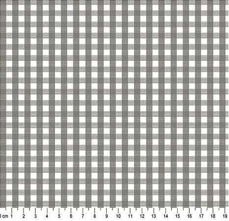 Tecido Tricoline Xadrez Fio Tinto (5 mm) Cinza - TC - 50 x 150 cm
