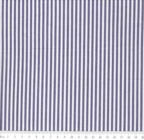 Tecido Tricoline Listrado Fio Tinto (3,0 mm) Azul Marinho - TC - 50 x 150 cm