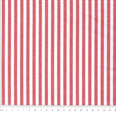 Tecido Tricoline Listrado Fio Tinto (5,0 mm) Vermelho - TC - 50 x 150 cm