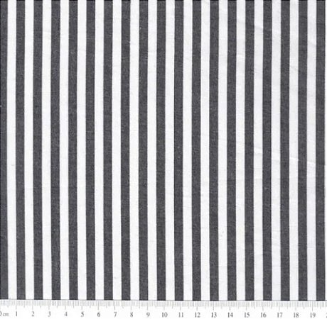 Tecido Tricoline Listrado Fio Tinto (5,0 mm) Preto - TC - 50 x 150 cm