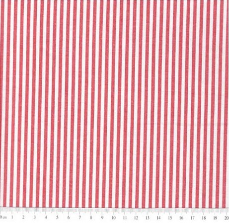 Tecido Tricoline Listrado Fio Tinto (3,0 mm) Vermelho - TC - 50 x 150 cm