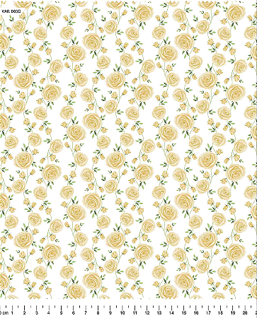 Tecido Tricoline Floral Laila Amarelo - TC - 50 x 150 cm