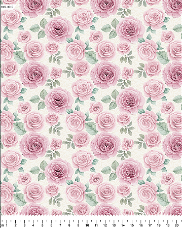 Tecido Tricoline Floral Amanda Rosa - TC - 50 x 150 cm