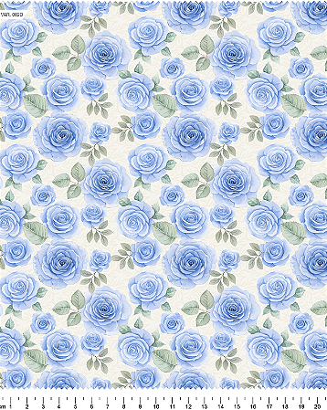 Tecido Tricoline Floral Amanda Azul - TC - 50 x 150 cm