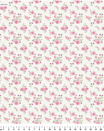 Tecido Tricoline Floral Rosa e Jasmim (Rosa) - TC - 50 x 150 cm