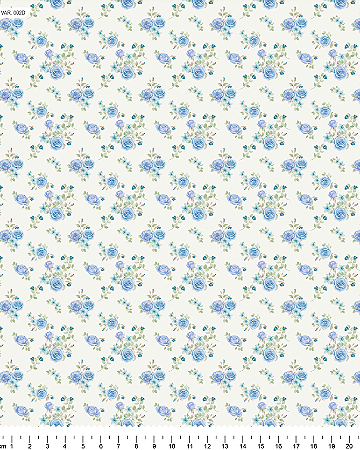 Tecido Tricoline Floral Rosa e Jasmim (Azul) - TC - 50 x 150 cm