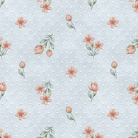 Tecido Tricoline Digital Floral Fofo Azul - Fuxicos e Fricotes - 50 x 150 cm