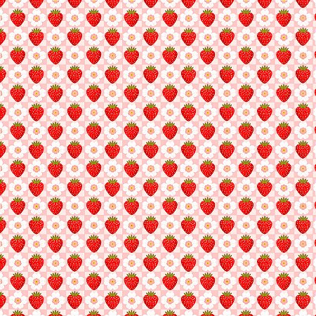 Tecido Tricoline Morangos e Flores - Coleção Doce Criação - Peripan - 50 x 150 cm