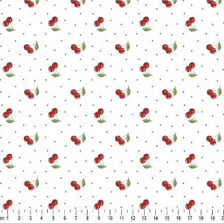 Tecido Tricoline Cerejinhas com Poá - Tecidos Caldeira - 50 x 150 cm