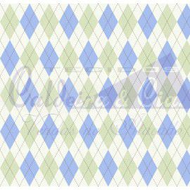 Tecido Tricoline Geométrico Verde com Azul - Tecidos Caldeira - 50 x 150 cm