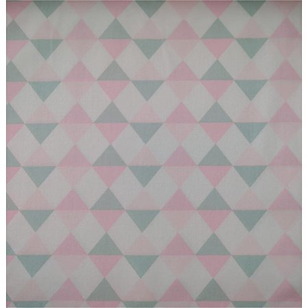 Tecido Tricoline Balões Geométricos Verde com Rosa - Tecidos Caldeira - 50 x 150 cm