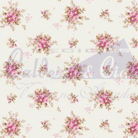 Tecido Tricoline Floral Yasmim Rosê - Tecidos Caldeira - 50 x 150 cm