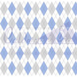 Tecido Tricoline Geométrico Azul com Cinza  - Tecidos Caldeira - 50 x 150 cm