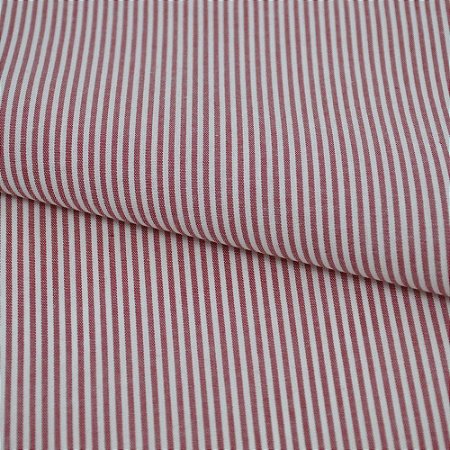 Tecido Tricoline - Listras Finas Fio Tinto Don Juan Vermelho (1,5 mm) - Tecidos Caldeira - 50 x 150 cm