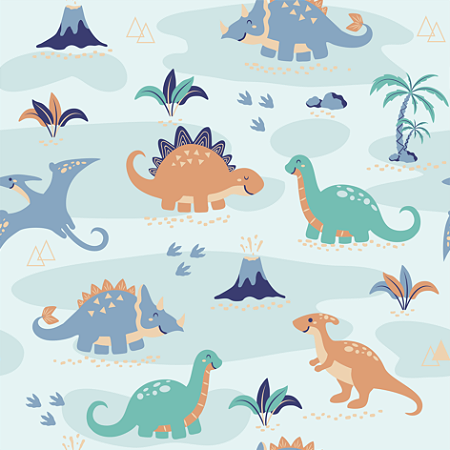 Tecido Tricoline Dinossauros Jurassic Kids - Peripan - 50 x 150 cm