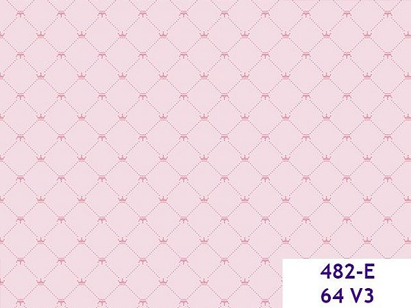 Tecido Tricoline Mini Coroas Rosa Fundo Rosa Boneca - Ibirapuera - 50 x 150 cm