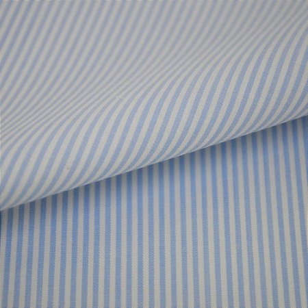 Tecido Tricoline - Listrado Fio Tinto Don Juan  Azul Claro (1,5 mm) - Tecidos Caldeira - 50 x 150 cm