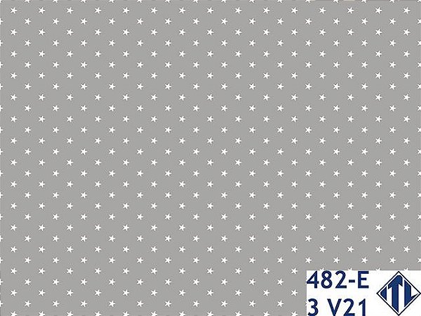 Tecido Tricoline Mini Estrelas fundo Cinza Lunar - Ibirapuera - 50 x 150 cm