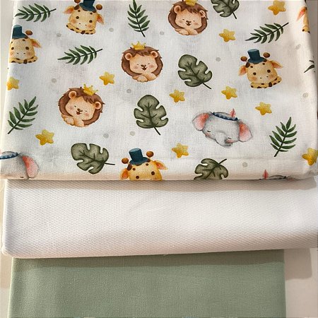 KIT 110 - 3 PEÇAS - (Com percal verde) - CADA PEÇA MEDE 25 CM X 150 CM