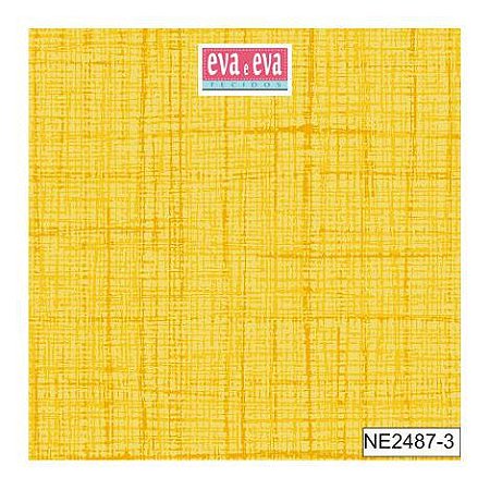 Tecido Tricoline Tramas Efeito Linho Amarelo - Eva e Eva - 50 x 150 cm