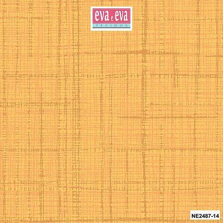 Tecido Tricoline Tramas Efeito Linho Amarelo Alaranjado - Eva e Eva - 50 x 150 cm