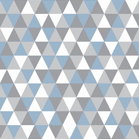 Tecido Tricoline Triângulos Azul e Cinza - Peripan - 50 x 150 cm
