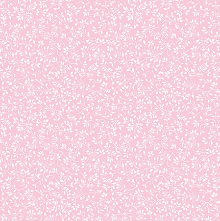 Tecido Tricoline Micro Floral fundo Rosa - Peripan - 50 x 150 cm
