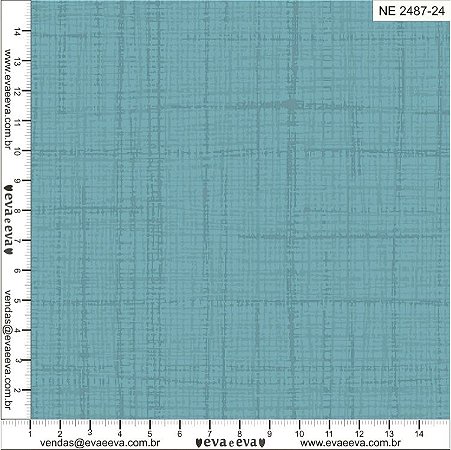 Tecido Tricoline Tramas Efeito Linho Azul Tiffany - Eva e Eva - 50 x 150 cm