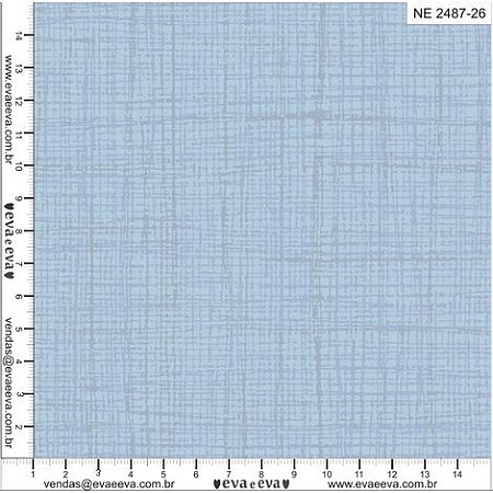 Tecido Tricoline Tramas Efeito Linho Azul Claro - Eva e Eva - 50 x 150 cm