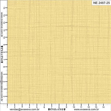 Tecido Tricoline Tramas Efeito Linho Amarelo Milho - Eva e Eva - 50 x 150 cm