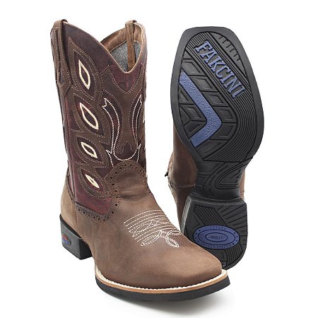 bota texana country botina masculina bico quadrado