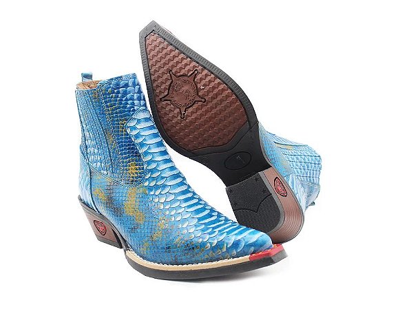 Botina Bico Fino Masculina Sertanejo Country Cobra Azul Texas - Rodeio  Boots Original - Botas Texanas - Moda Country