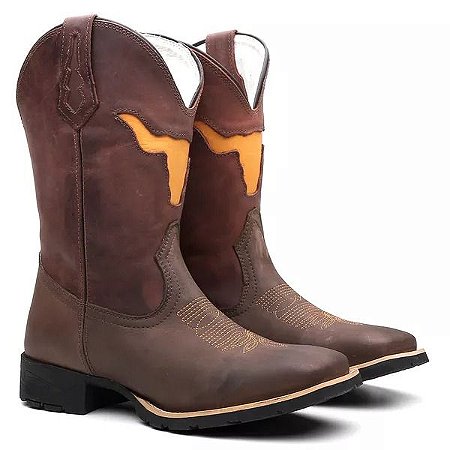 botas masculinas couro bico quadrado