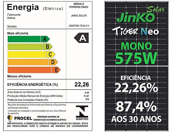 PAINEL SOLAR FOTOVOLTAICO 575W JINKO