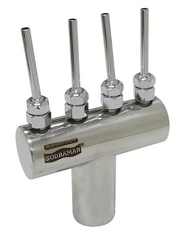Bico Leque Ø 38mm 4 saídas ( 1/4”) entrada rosca 1”BSP  - SODRAMAR