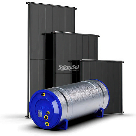 KIT AQUECEDOR SOLAR 3500 LITROS BAIXA PRESSÃO 304 PLACA INOX - SOLARESOL